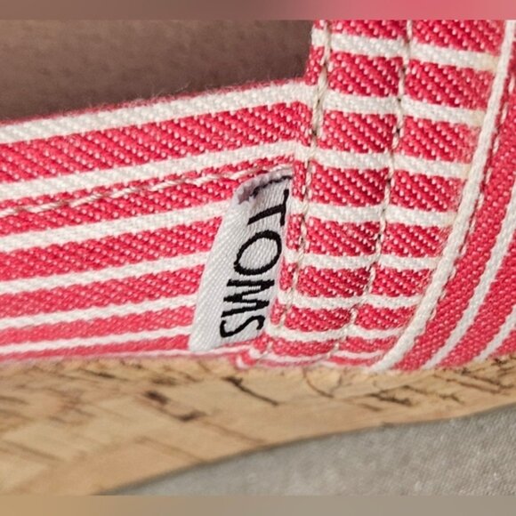 TOMS Red Striped Wedge Shoes - Picture 8 of 11